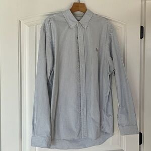 Ralph Lauren Men's Shirt in Blue and White Stripes